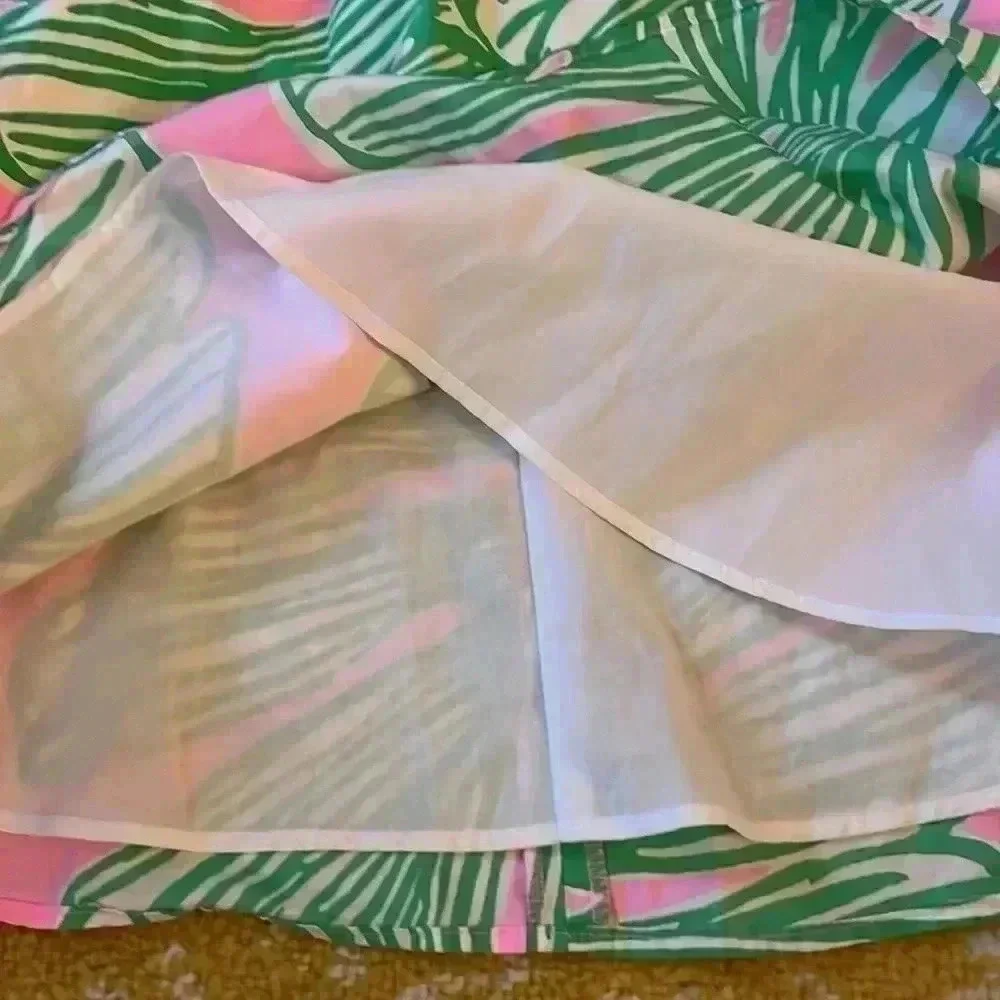 Lilly Pulitzer, pink and fig leaf  a line skirt lined